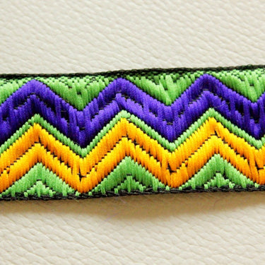 Green, Blue And Yellow Thread Cotton Lace Trim, 28mm wide
